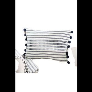 Bobby Berk 100% Cotton Woven Dec. Pillow w/ Pom Poms